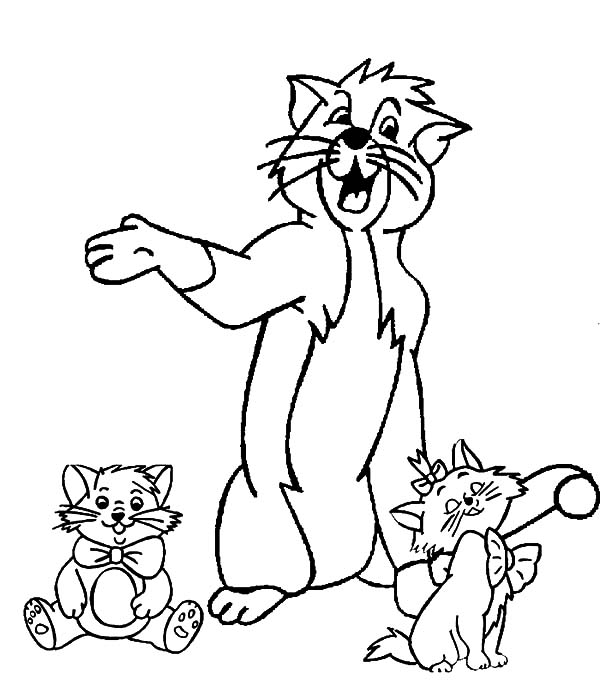 600x686 The Aristocats Thomas Play With Marie And Toulouse Coloring Pages