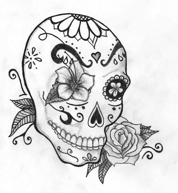 600x650 Drawn Sugar Skull Maxican