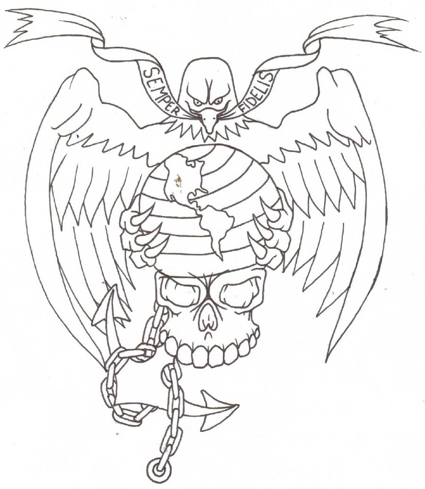 833x959 Marine Corps Tattoo Flash By Thought Corrosion