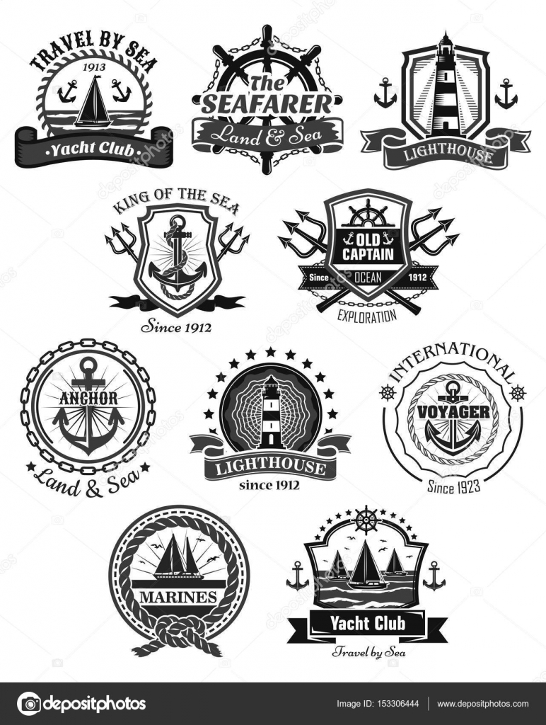 772x1024 Nautical And Marine Symbols Vector Icons Set Stock Vector