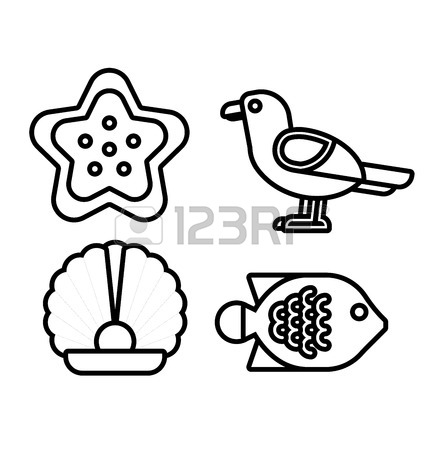 444x450 Set Of Marine Sea Icons And Nautical Decorations Isolated