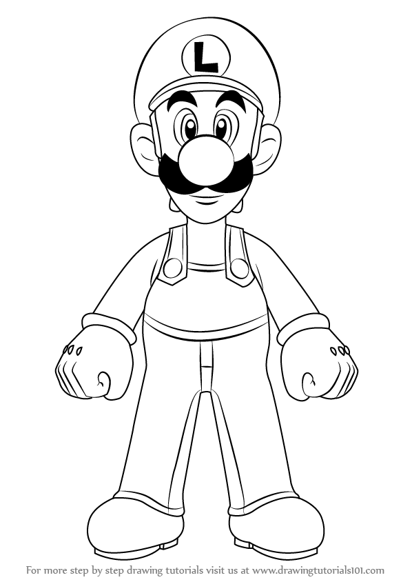 598x844 Learn How To Draw Luigi From Super Mario (Super Mario) Step By