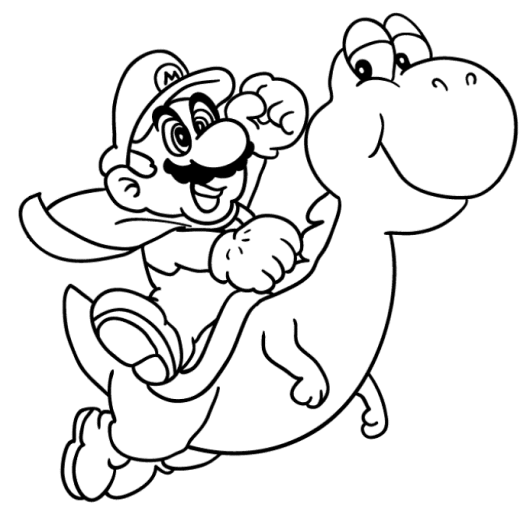 530x518 Mario Kart Coloring Pages Yoshi