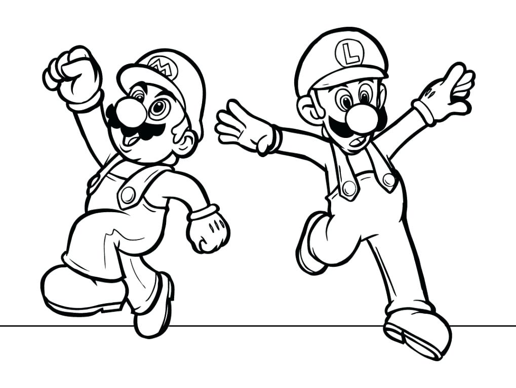 1019x768 Mario Brothers Coloring Pages Online Amazing For Line Drawings