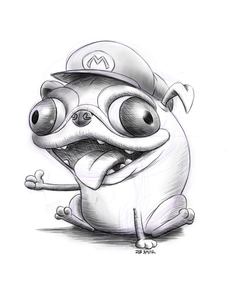 786x1017 Happy Pug With Mario Hat By Thedude In Navyblue