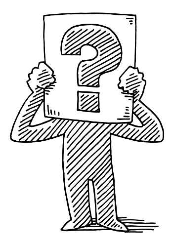 350x490 Cartoon Man Holding Sign Question Mark Drawing Signs