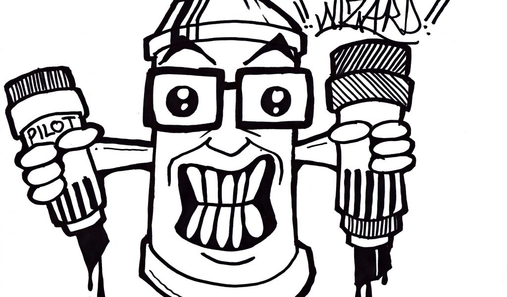 1024x600 Graffiti Monster Drawing Draw Graffiti Spray Can Holding 2 Markers