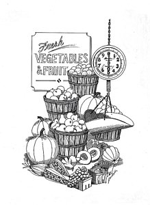 219x300 Farmers Market Drawing By J W Kelly