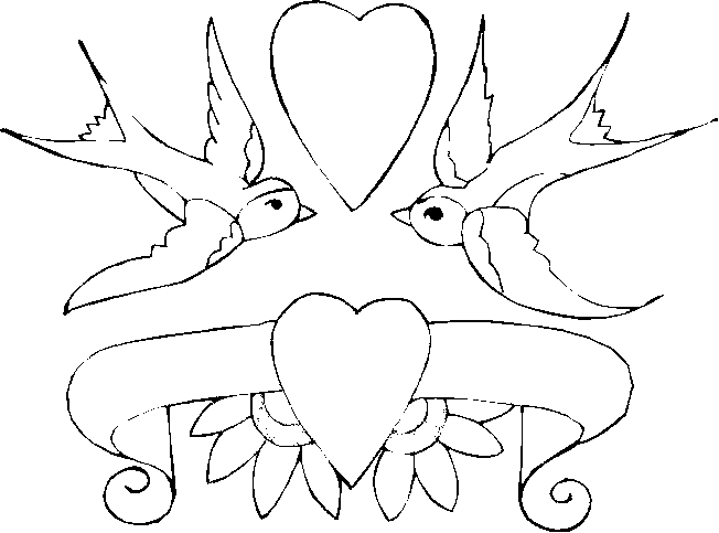 652x483 Coloring Decoration Of Marriage With Doves And Hearts Picture