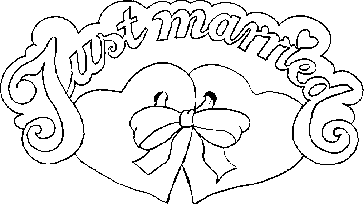 747x420 Coloring Just Married With Hearts Picture