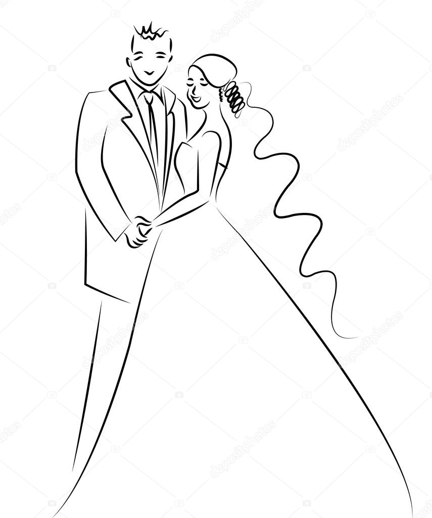 855x1024 Just Married Couple Cartoon Vector Stock Vector Dr.art