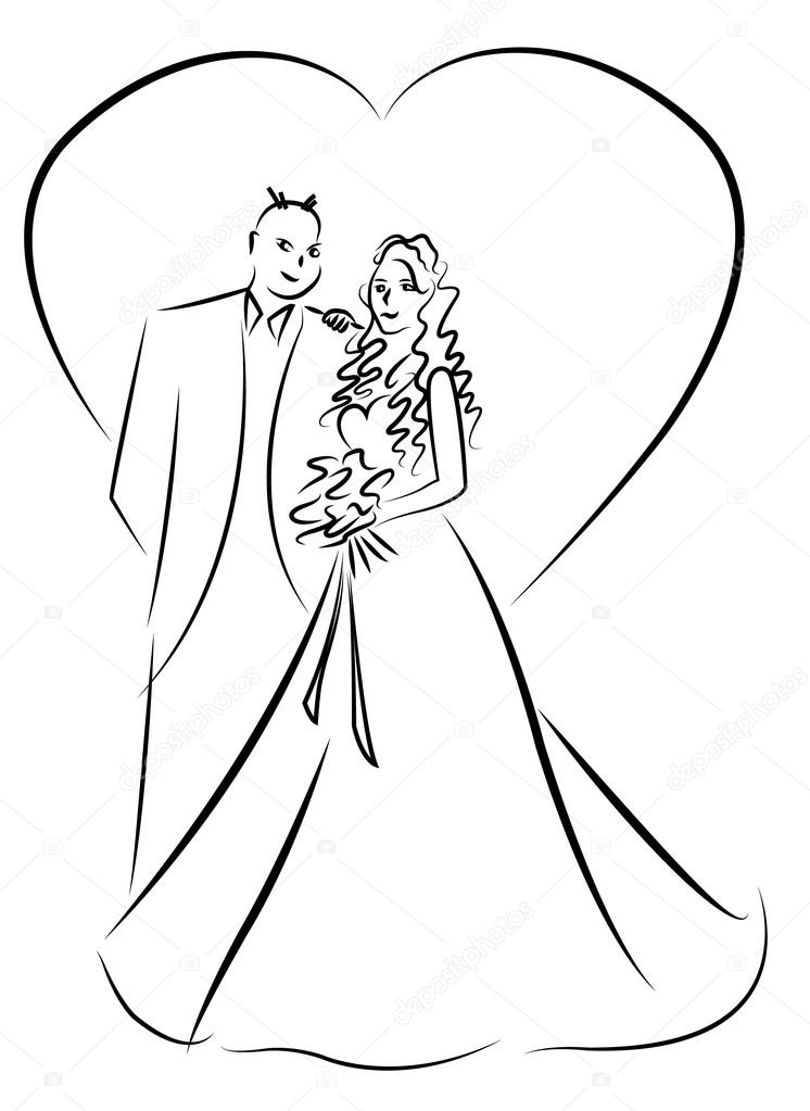 746x1023 Just Married Couple Cartoon Vector Stock Vector Dr.art