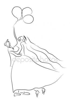 300x450 Just Married Couple Cartoon Vector Stock Vector Dr.art