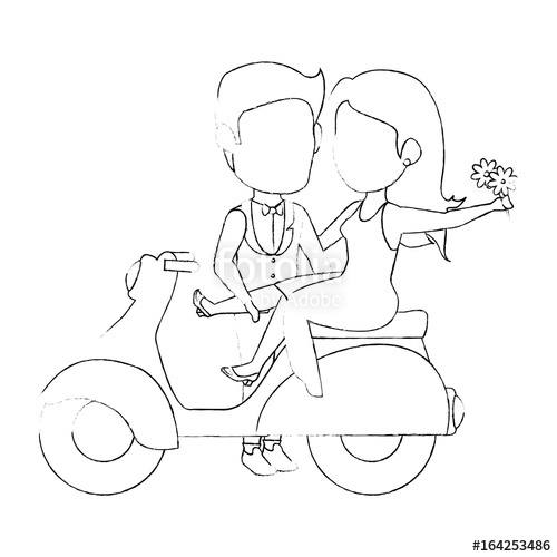 500x500 Motorcycle With Just Married Couple Icon Over White Background