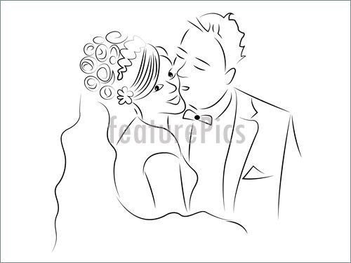 500x375 Just Married Couple Cartoon Vector