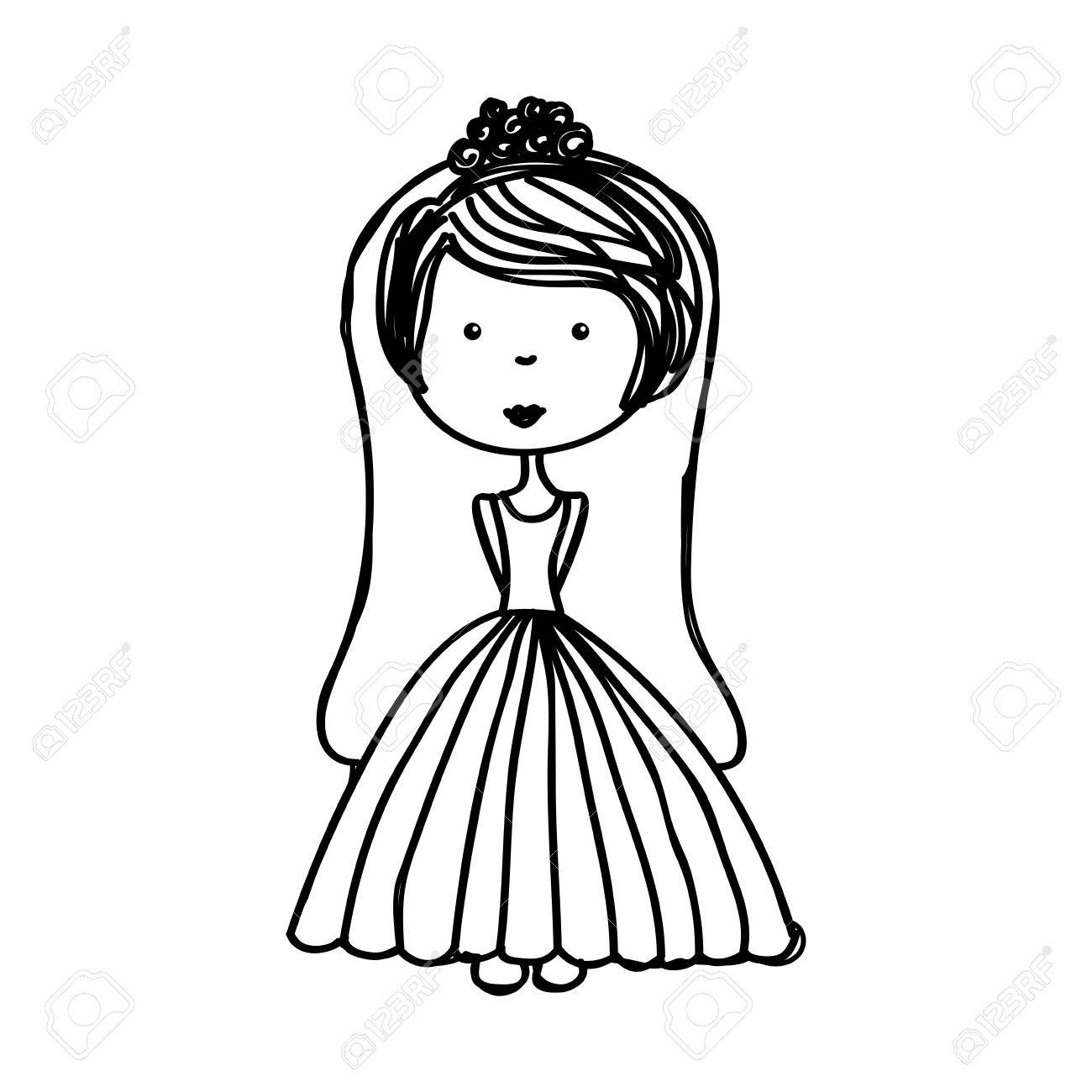 1300x1300 Just Married Woman Drawing Vector Illustration Design Royalty Free