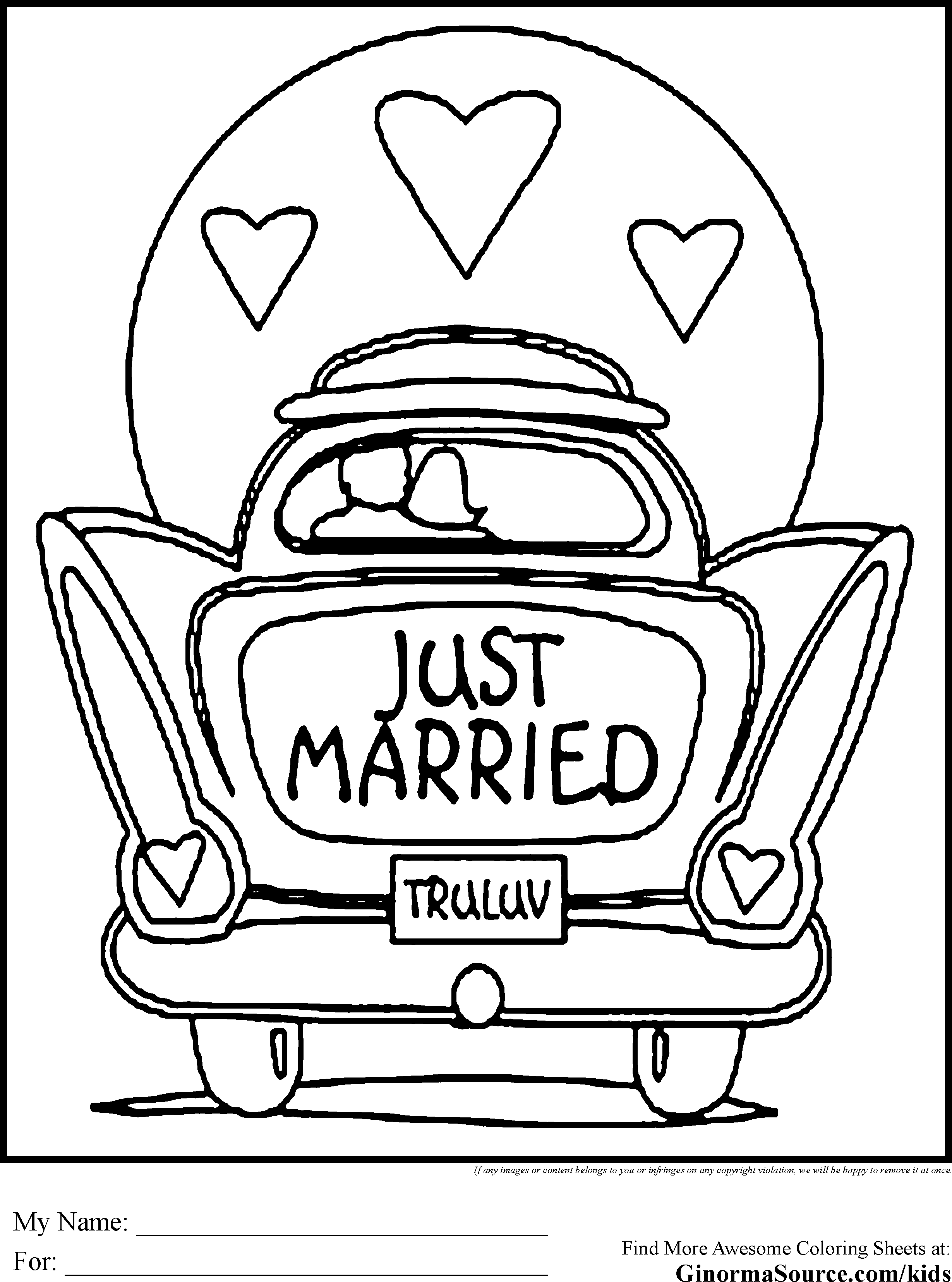 2459x3310 Just Married Coloring Page