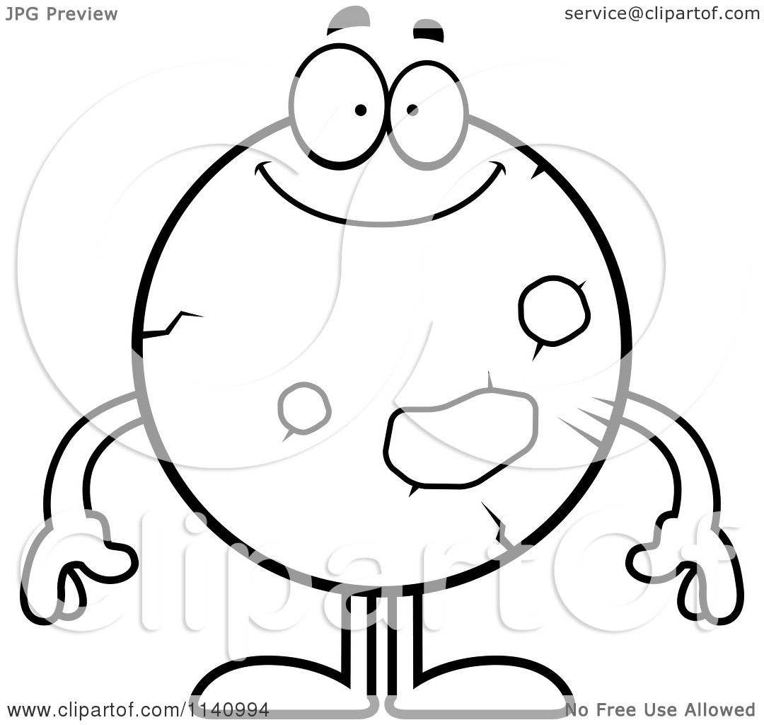 1080x1024 Cartoon Clipart Of A Black And White Smiling Planet Mars
