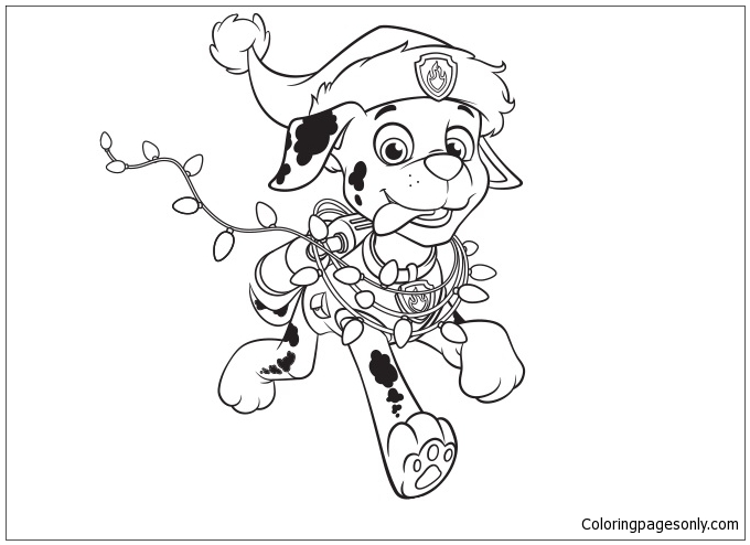 680x494 Paw Patrol Marshall Christmas Coloring Page