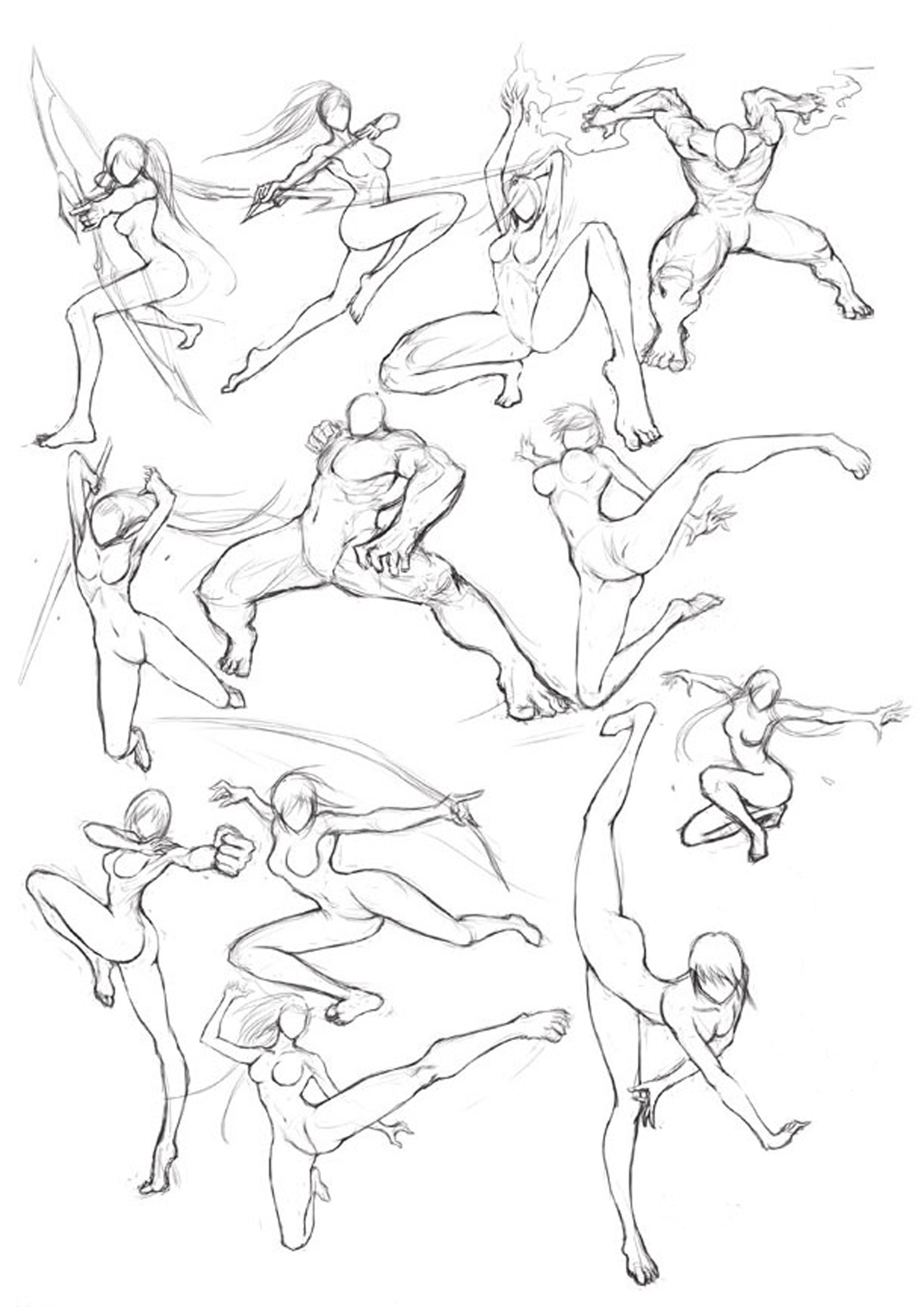 Creative Poses Drawing Sketch with Realistic