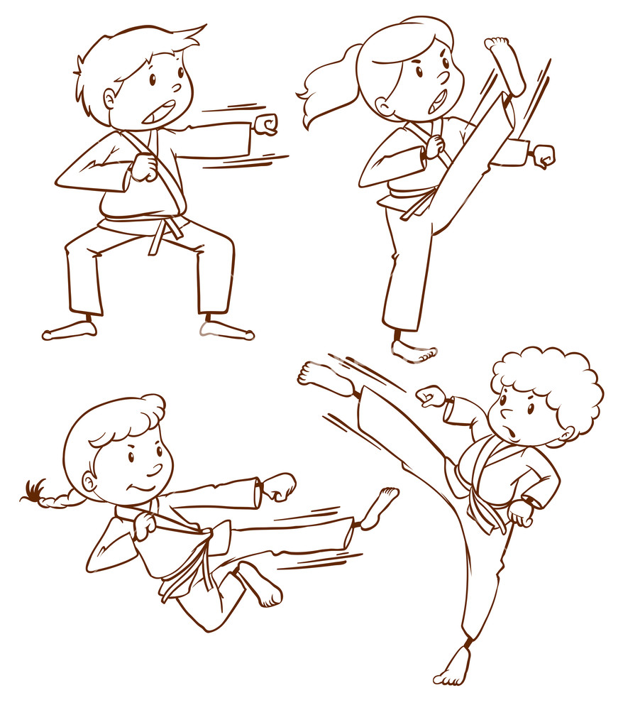 878x1000 Illustration Of A Simple Drawing Of The People Doing Martial Arts