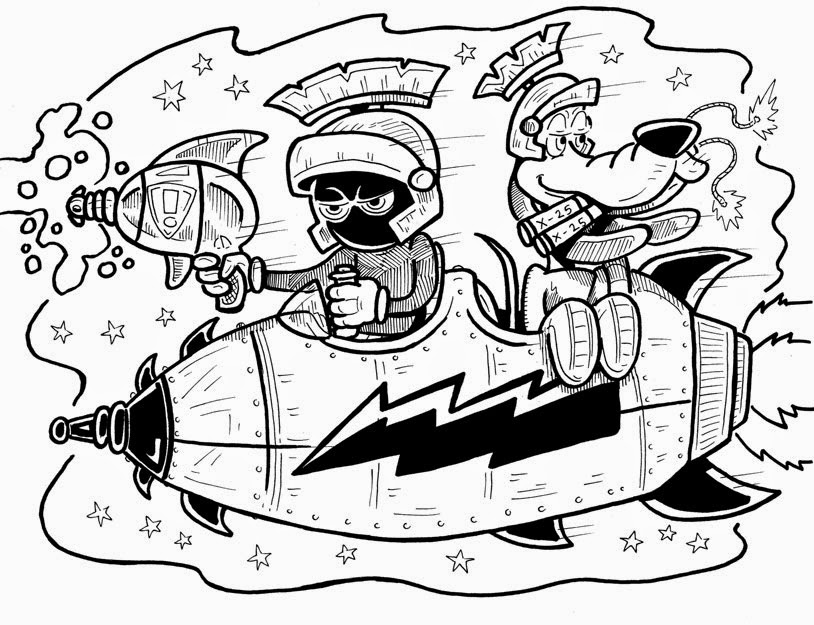 814x625 Pretty Weird Art Daily Sketches Marvin The Martian Vs. Mars Attacks