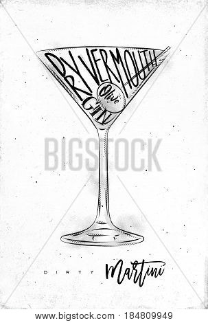 303x470 Dirty Martini Cocktail Lettering Vector Amp Photo Bigstock