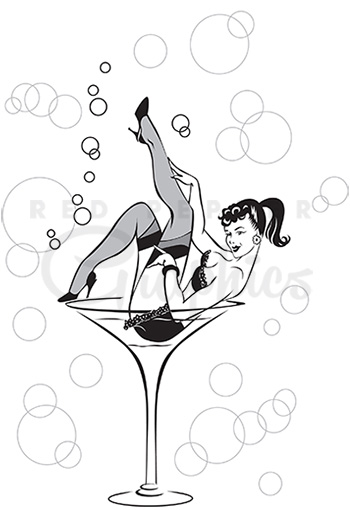 350x510 This Martini Girl Clipart Vintage Style Black And White Sketch