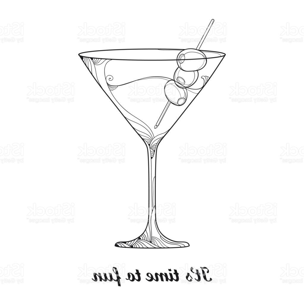 1024x1024 Unique Martini Cocktail In Transparent Glass With Olive Fruit