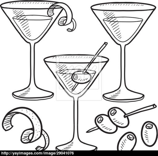 512x504 Martini Set Vector Sketch Vector