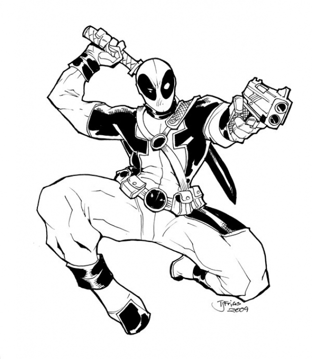 634x730 Free Printable Coloring Page Of Marvel Superhero Deadpool Online