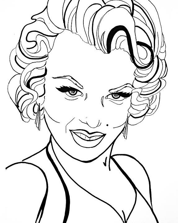 574x717 Marilyn Monroe Line Drawing Poster By Linda Simon