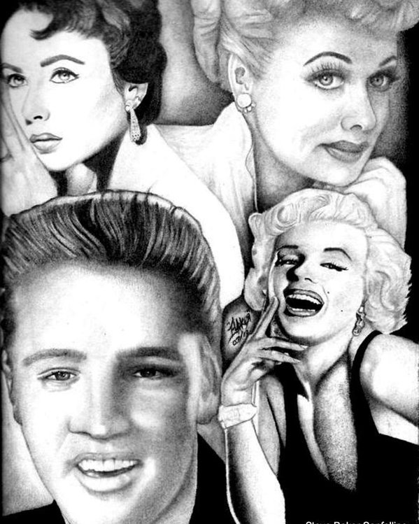 599x749 Elizabeth Taylor Lucille Ball Elvis Presley Marilyn Monroe Poster