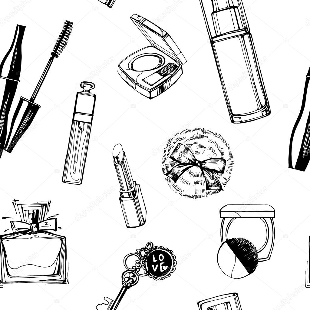 1024x1024 Fashionable Seamless Pattern With A Beautiful Perfume, Mascara