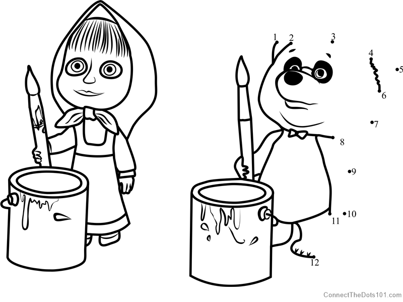 800x599 Masha And Panda Dot To Dot Printable Worksheet