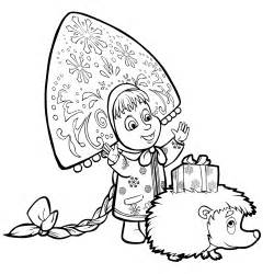 250x250 Masha Is Giving A Present To Hedgehog Coloring Page This Coloring