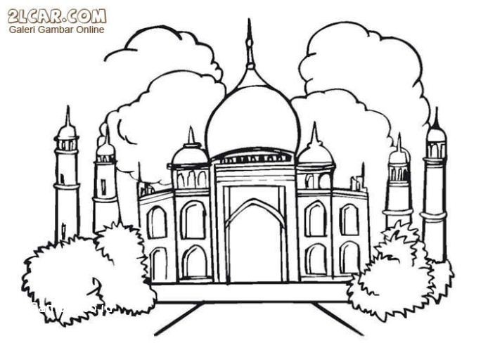  sketsa  gambar  mewarnai masjid  untuk anak mari mewarnai 
