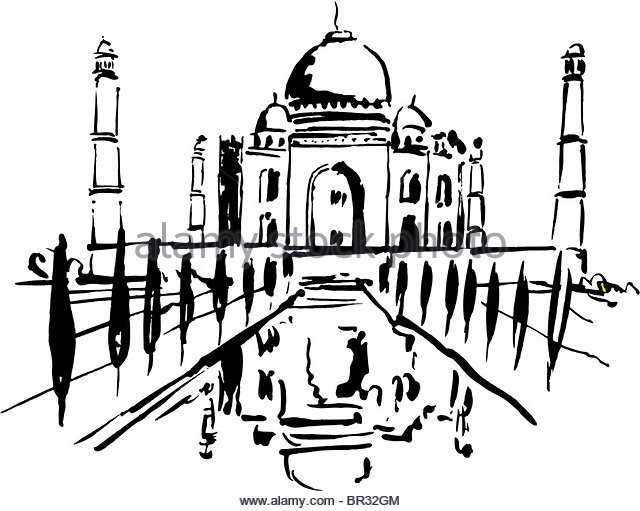 640x511 Black White Drawing Taj Mahal Stock Photos Amp Black White Drawing