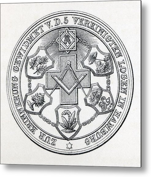 493x579 Masonic Seal Engraving From The Book Metal Print By Vintage Design