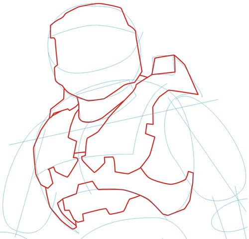 500x481 How To Draw Master Chief From Halo In Step By Step Drawing