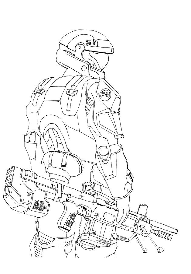 629x900 Master Chief Drawing By Petar Lazarov