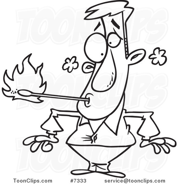 581x600 Cartoon Blacknd White Line Drawing Of Fire Eater Holding