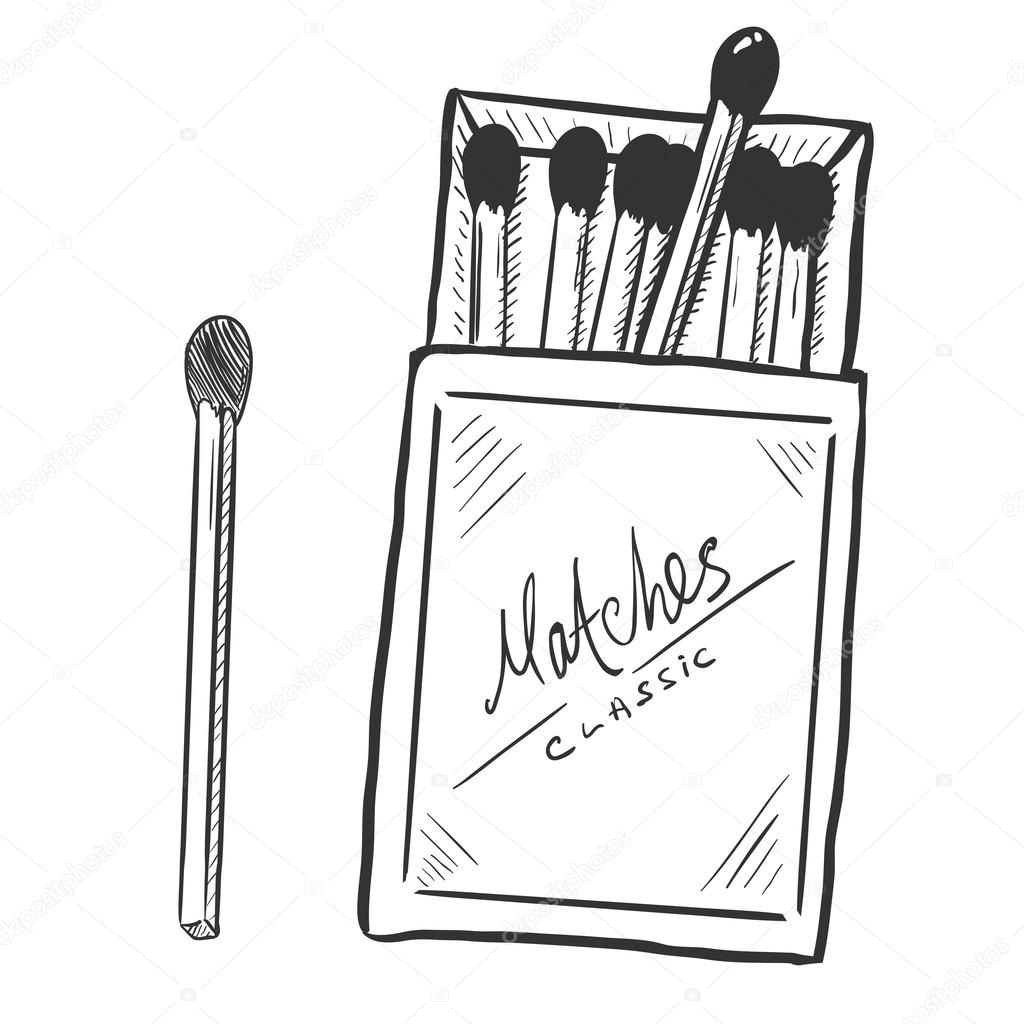 1024x1024 Open Matchbox With Matches Stock Vector Nikiteev