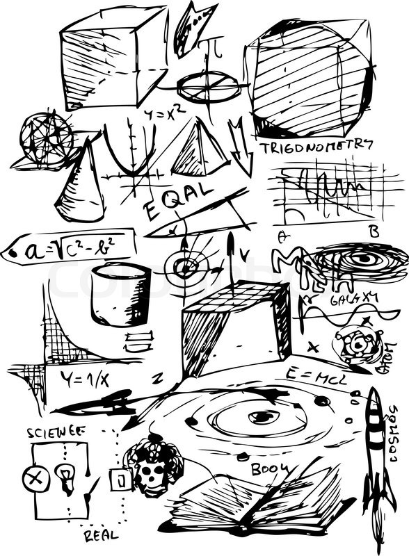 588x800 Hand Draw Math Icons Isolated On The White Background Stock