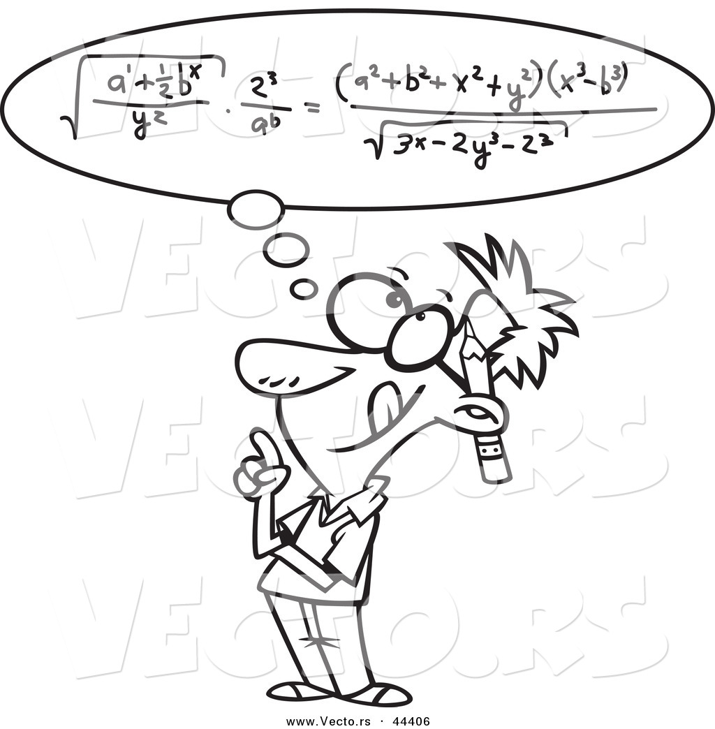 1024x1044 Vector Of A Smart Cartoon Man Figuring A Math Equation In His Head