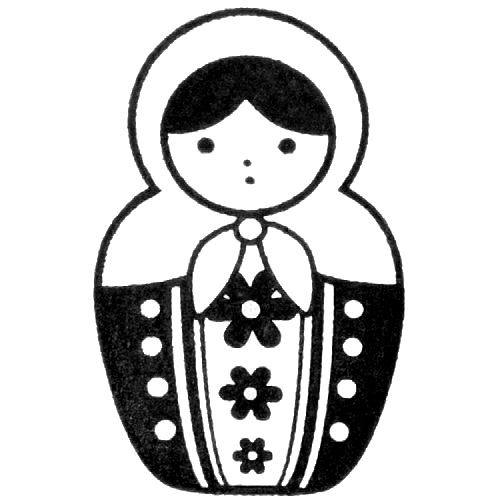 500x500 Cute Matryoshka Stamp Doll Dots Flowers No7