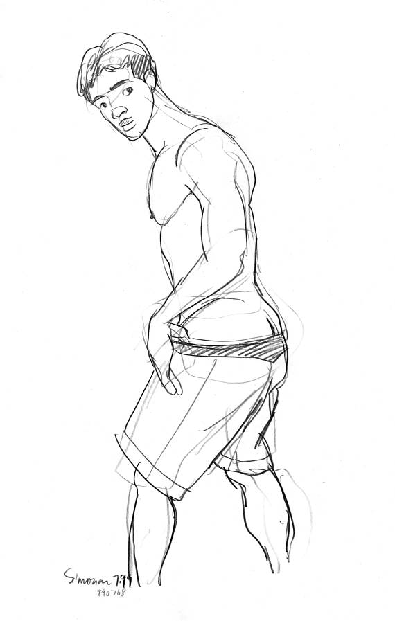 570x897 990768 Taking Off His Shorts 11x17 Male Nude Drawing Mature