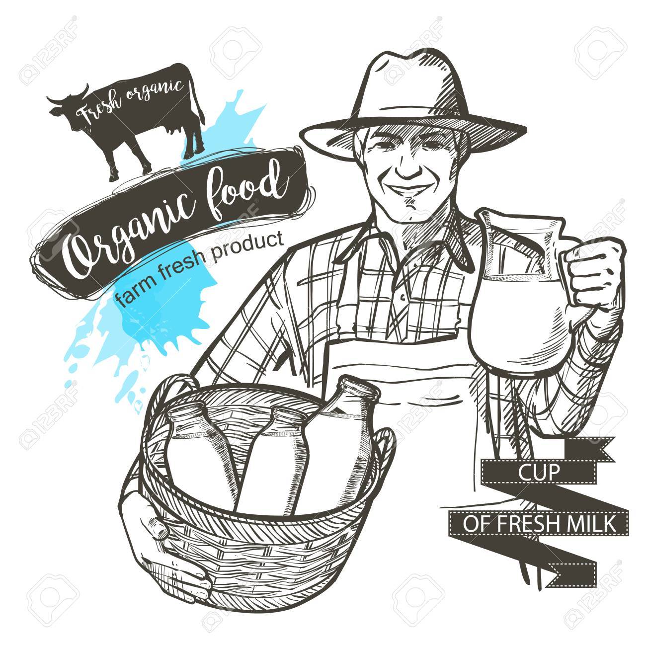 1300x1300 Portrait A Mature Farmer Carrying A Jar And Basket Full