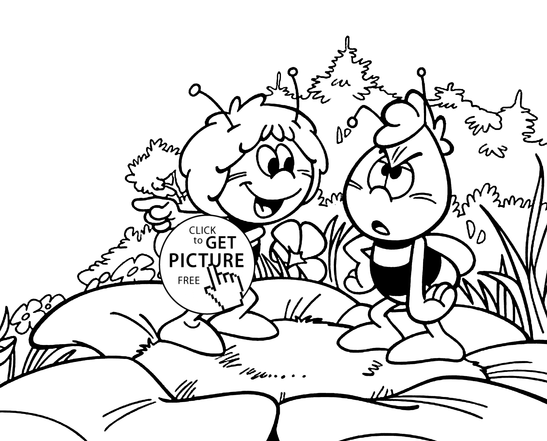 1836x1483 Maya The Bee On Flower Coloring Pages For Kids, Printable Free