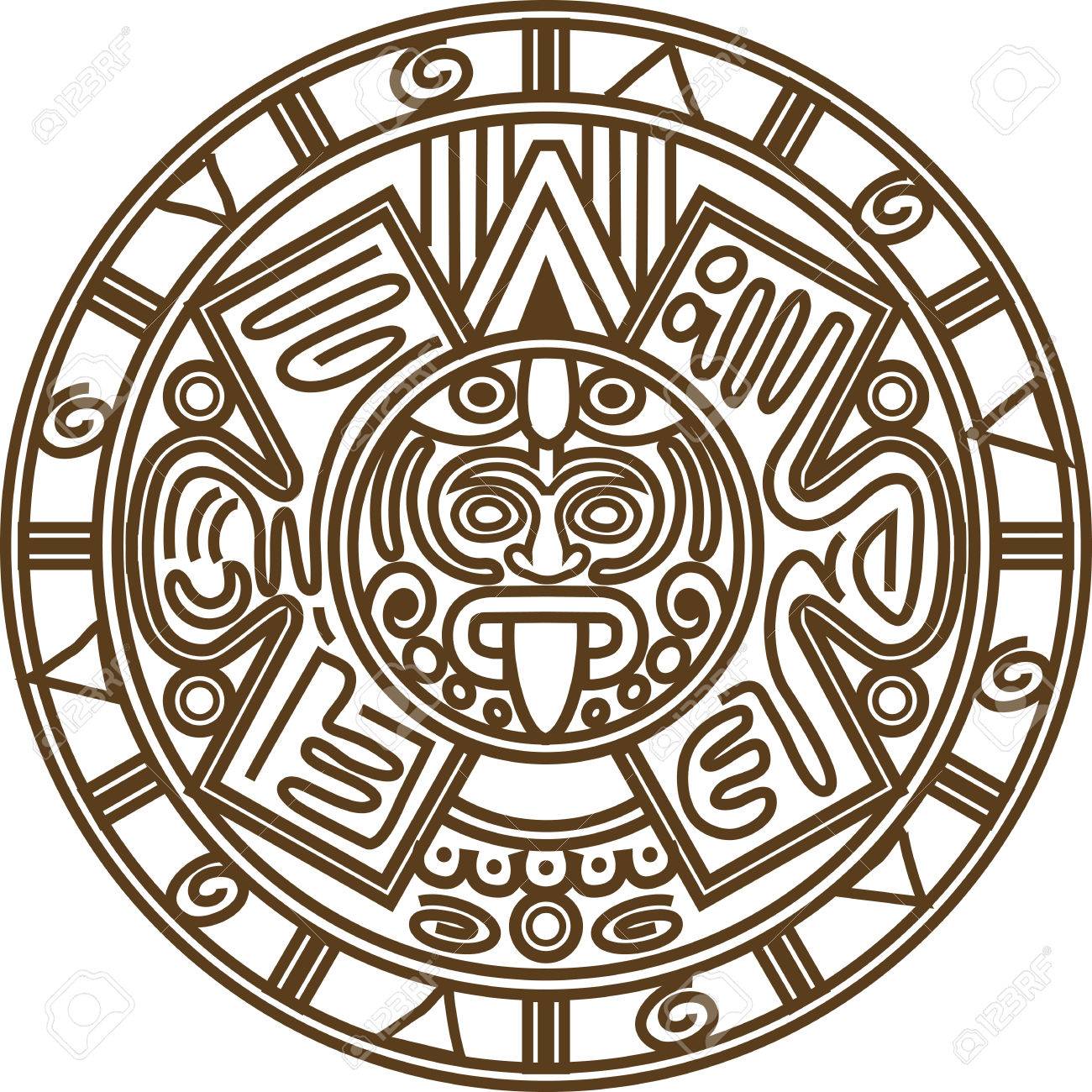 1300x1300 Vector Illustration Stylized Image Of Ancient Mayan Calendar